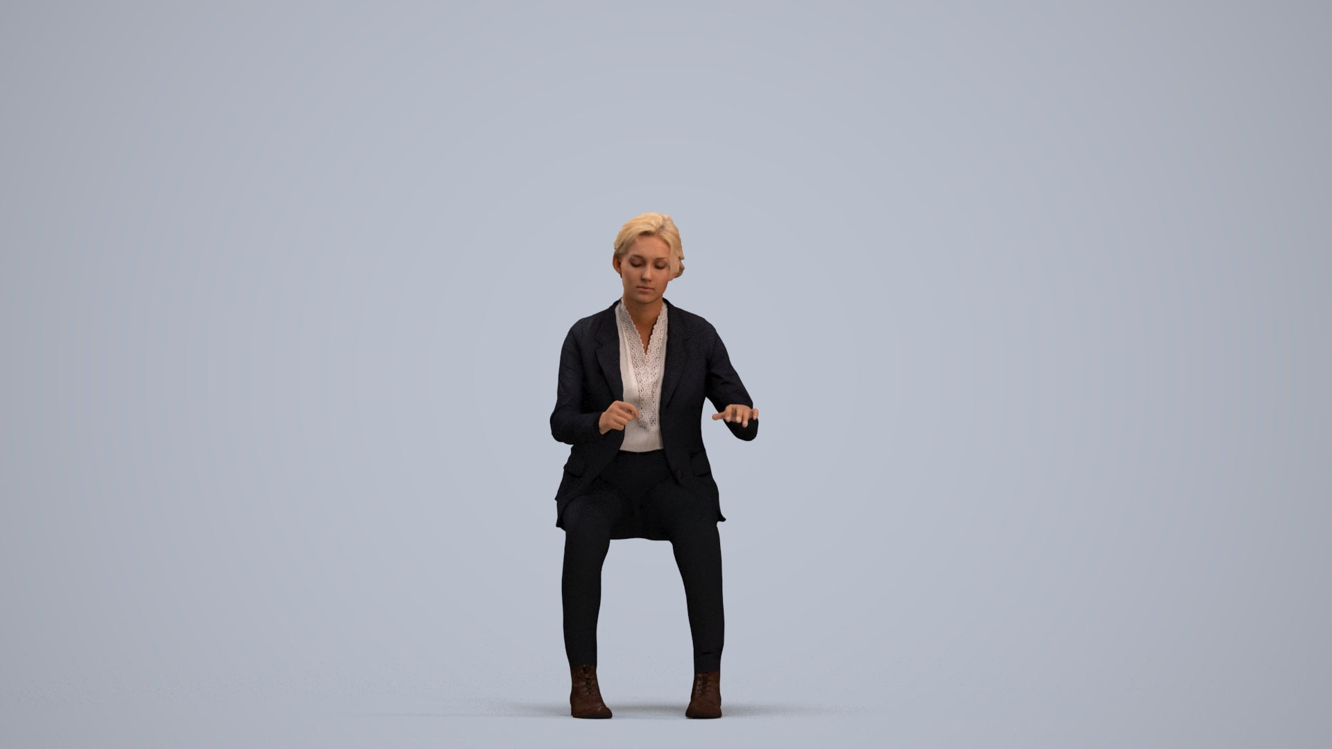 realistic 3D woman business, scanned archviz people for Blender and 3ds Max, standing pose render