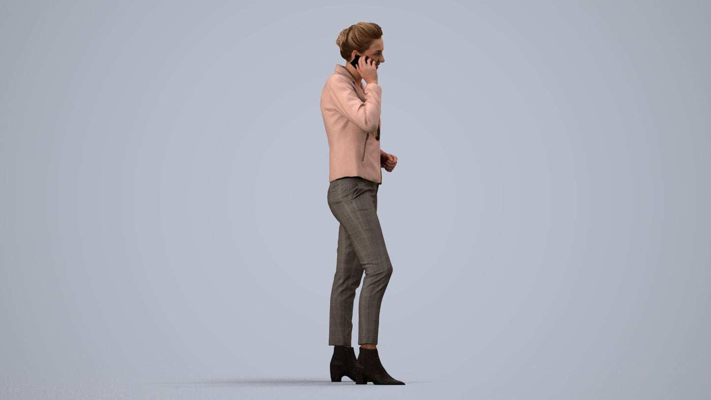 scanned 3D woman business, photogrammetry people for Enscape and V-Ray, side view render