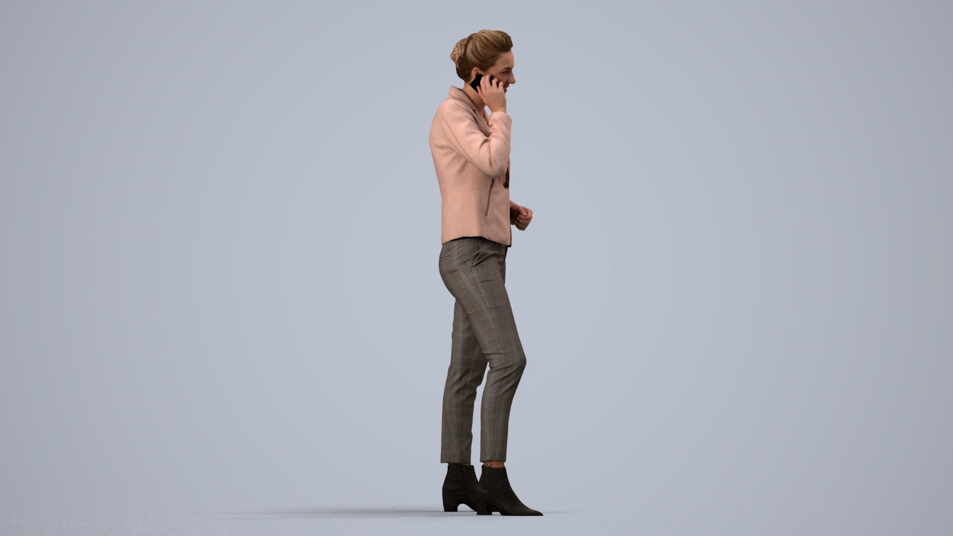 scanned 3D woman business, photogrammetry people for Enscape and V-Ray, side view render