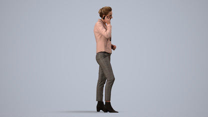 scanned 3D woman business, photogrammetry people for Enscape and V-Ray, side view render