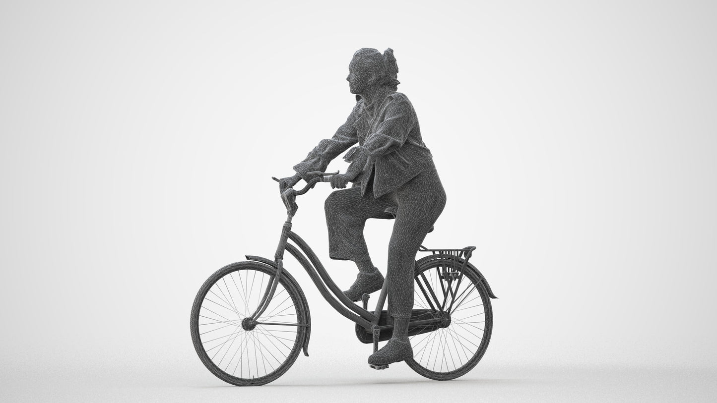 3D people model woman casual cycling, scanned human for 3ds Max rendering, square thumbnail