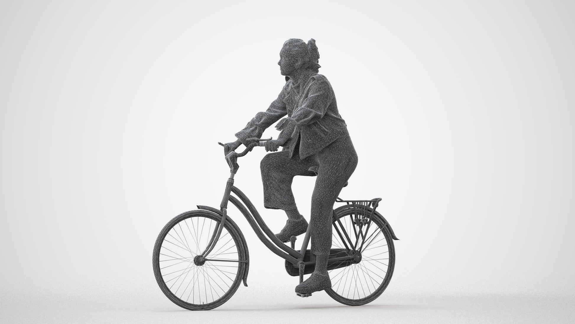 3D people model woman casual cycling, scanned human for 3ds Max rendering, square thumbnail
