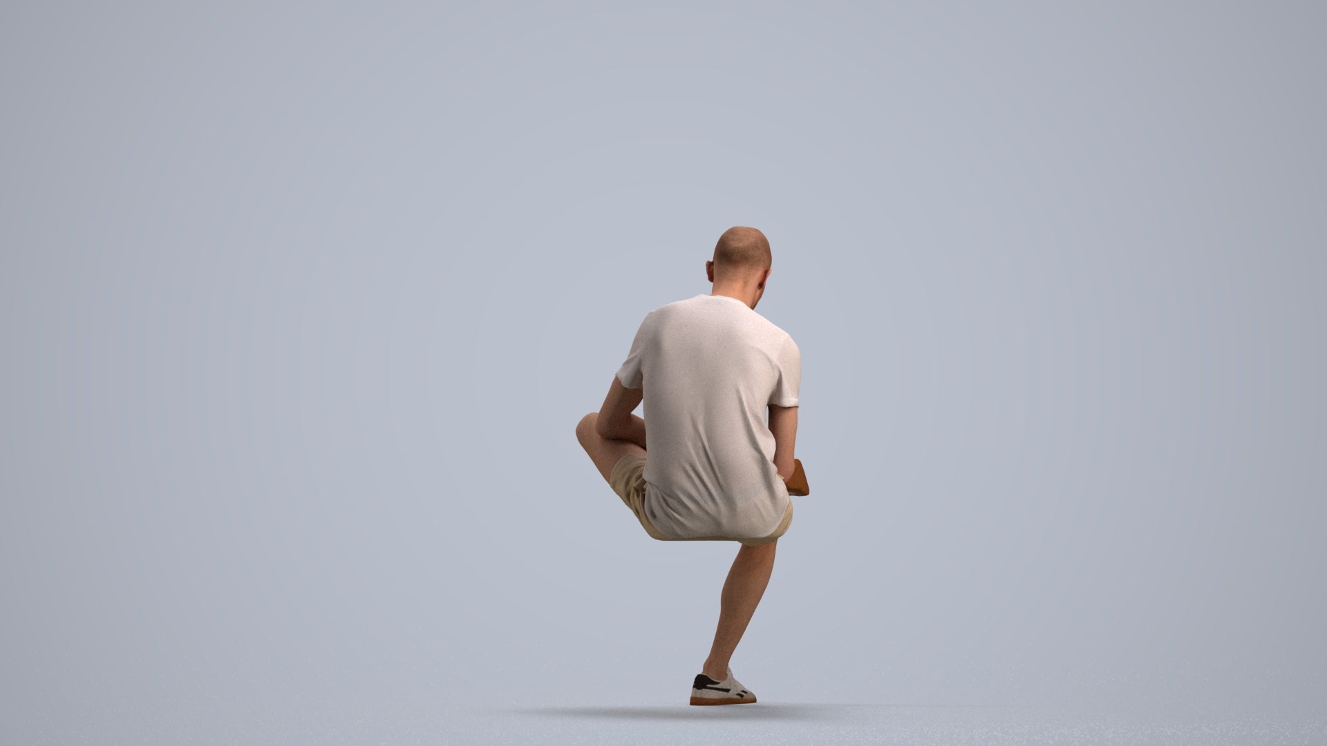 3D scanned man sitting casual, photorealistic archviz people for Enscape and SketchUp, front view render