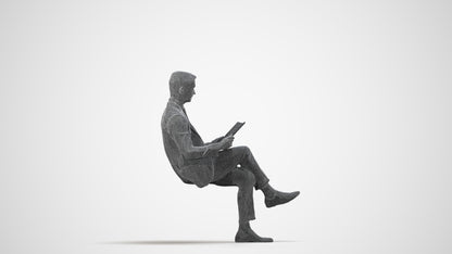 realistic 3D man business, scanned archviz people for Blender and 3ds Max, wireframe side view