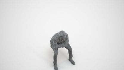 3D human model man business, photogrammetry scanned person for archviz, wireframe three-quarter view
