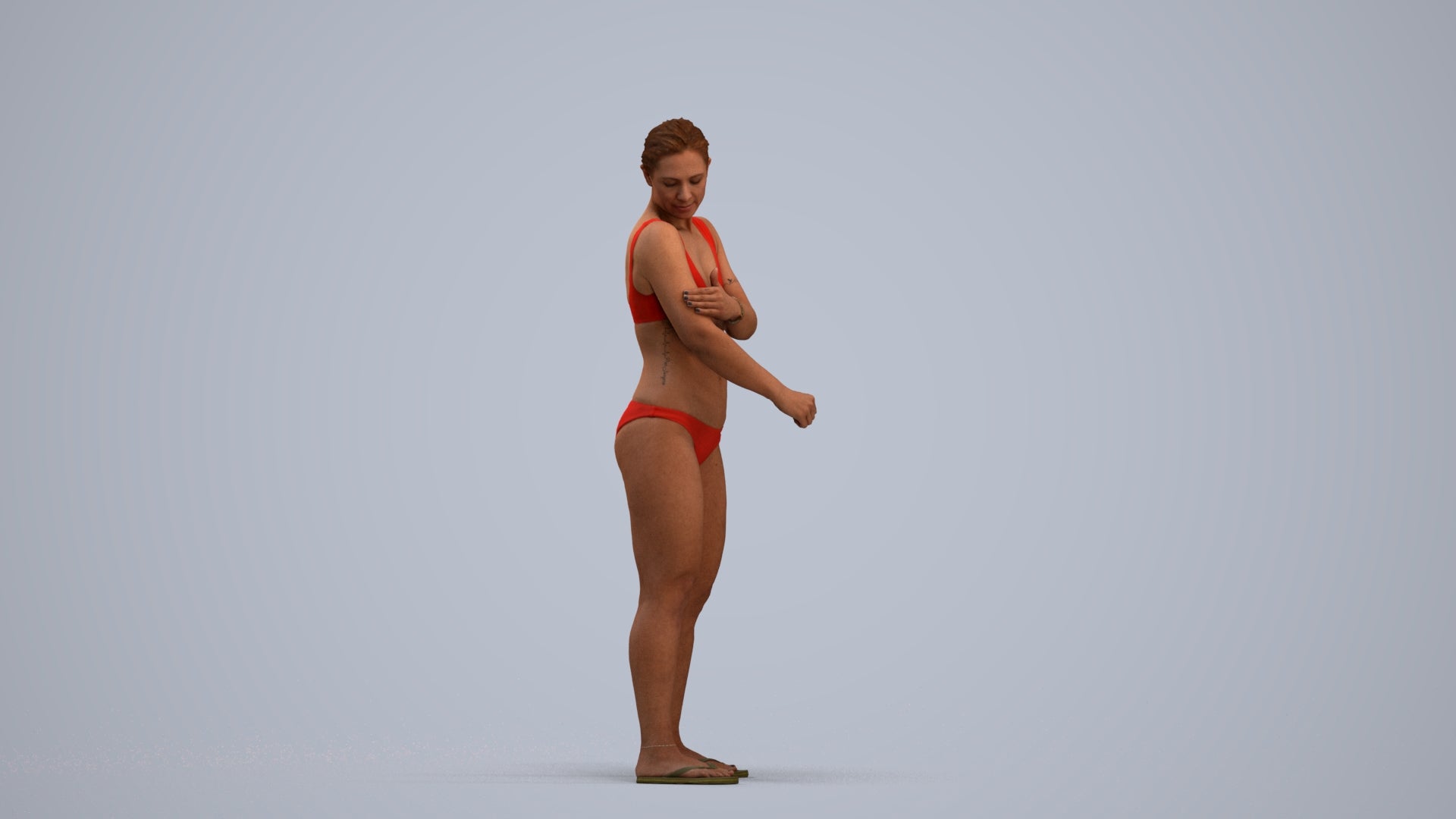 scanned 3D woman pool, photogrammetry people for Enscape and V-Ray, standing pose render