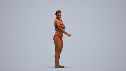 scanned 3D woman pool, photogrammetry people for Enscape and V-Ray, standing pose render