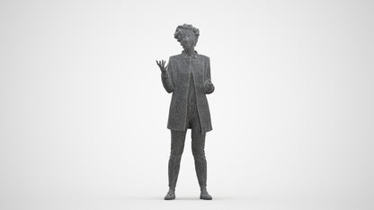 realistic 3D woman business standing, scanned archviz people for Blender and 3ds Max, three-quarter front view render