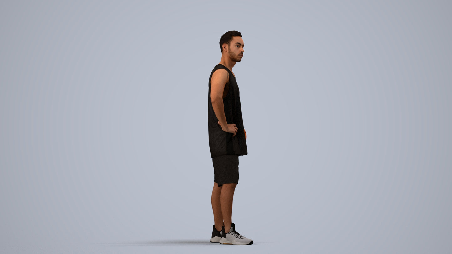 realistic 3D people man sport, render-ready for V-Ray and Corona, FBX OBJ, side view render