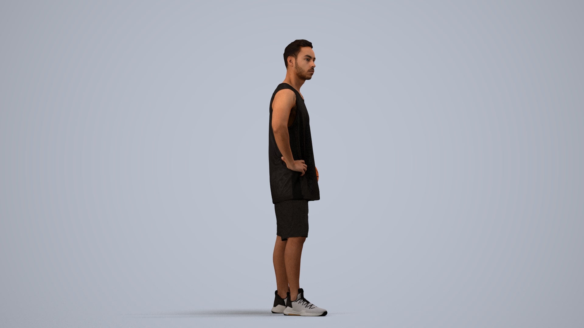 realistic 3D people man sport, render-ready for V-Ray and Corona, FBX OBJ, side view render