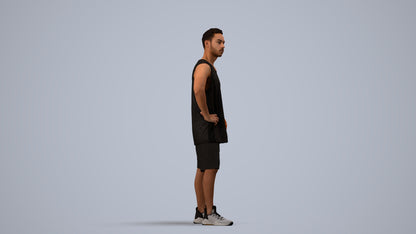 realistic 3D people man sport, render-ready for V-Ray and Corona, FBX OBJ, side view render