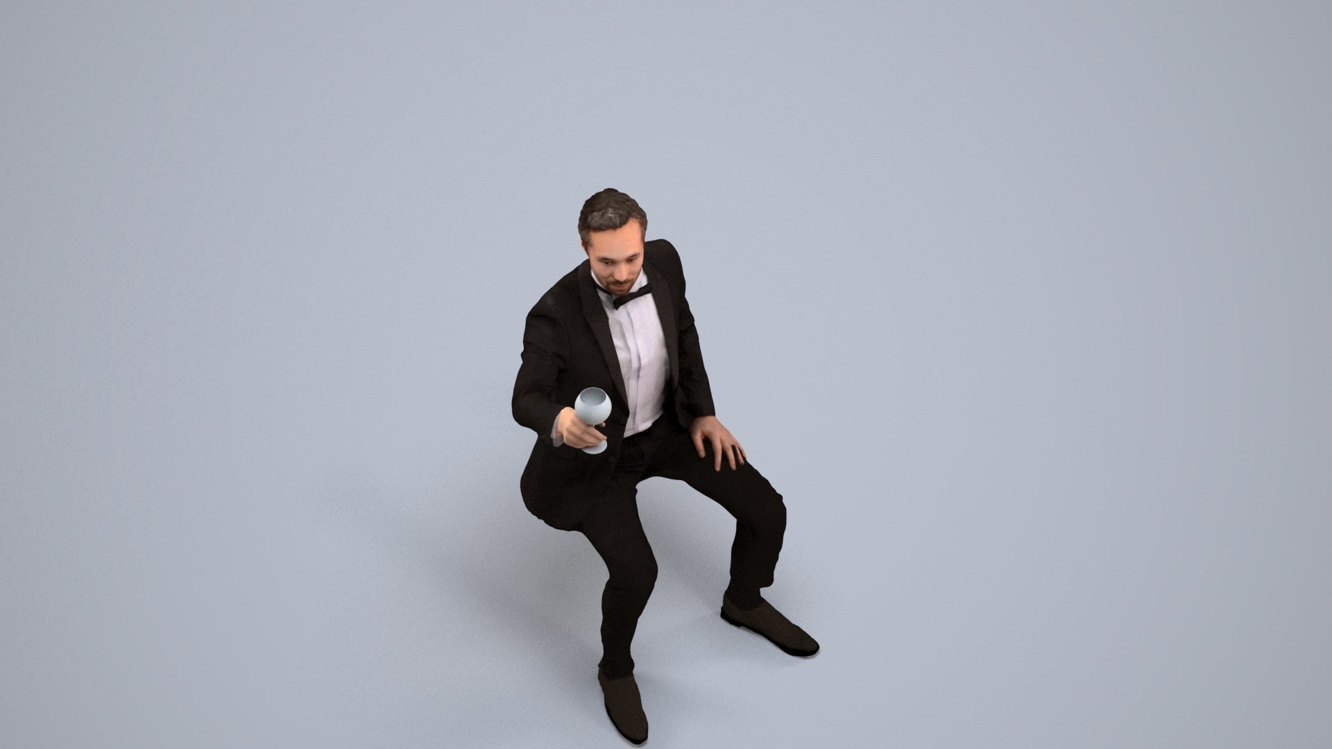 realistic 3D man formal formalaffairs, scanned archviz people for Blender and 3ds Max, back view render