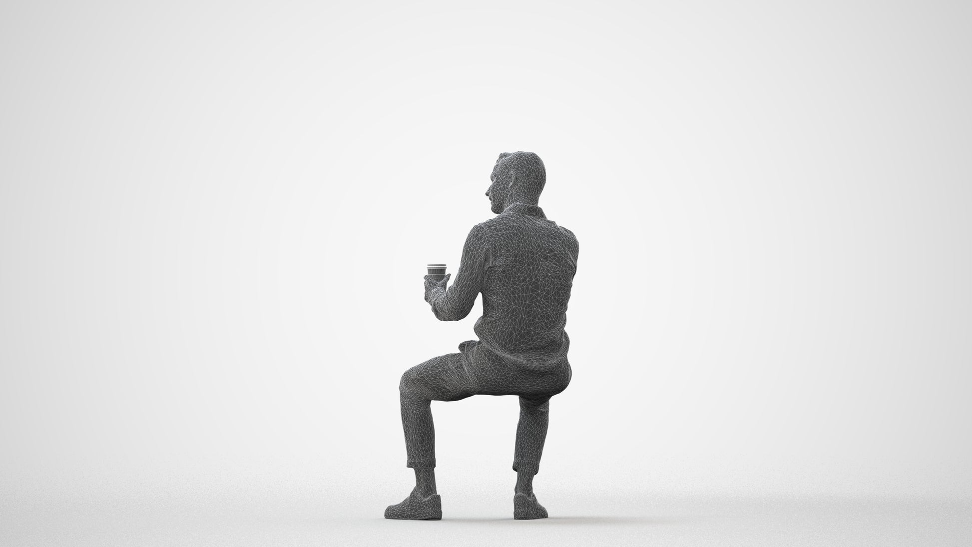 realistic 3D people man casual sitting, render-ready for V-Ray and Corona, FBX OBJ, square thumbnail