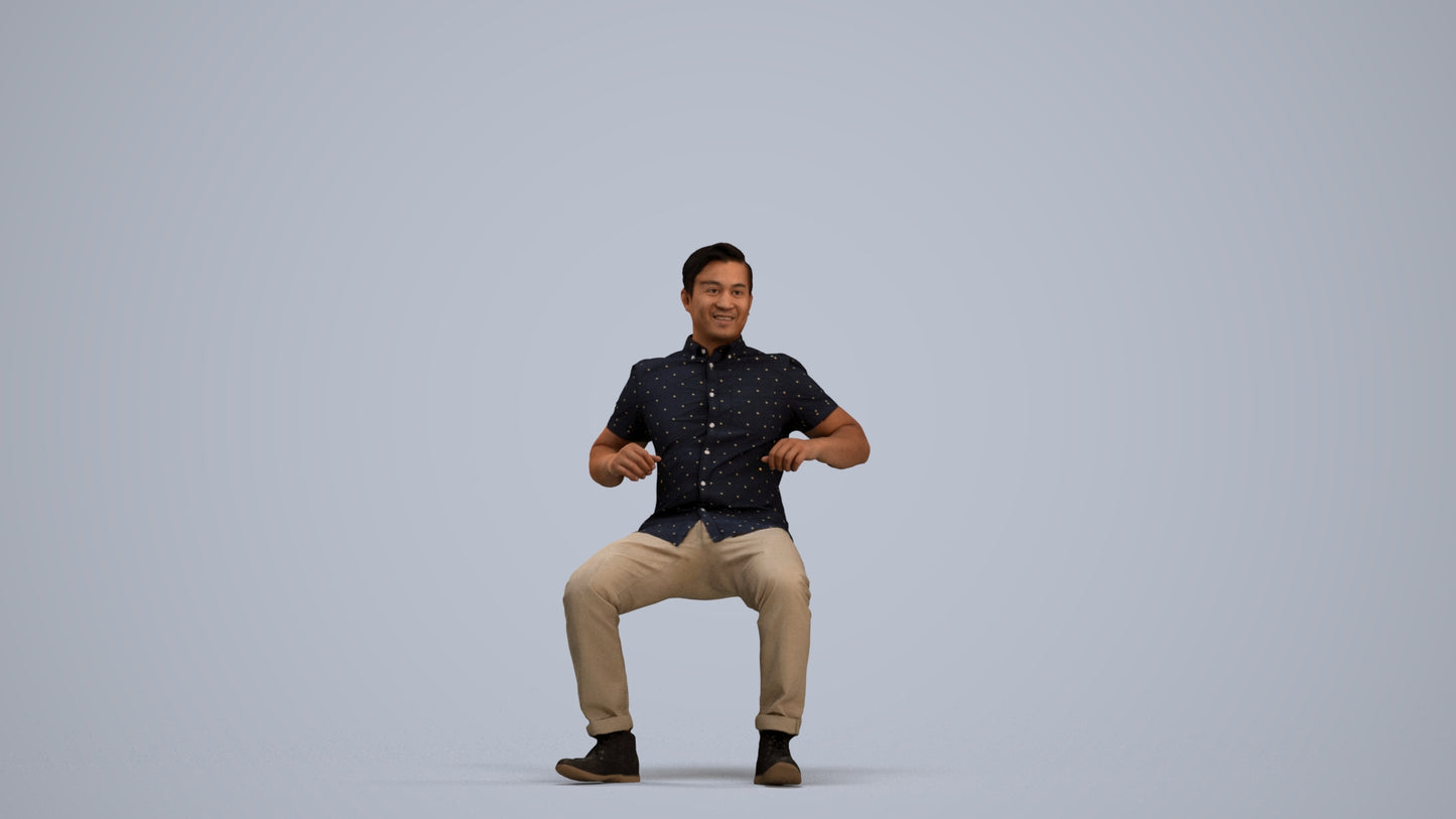 realistic 3D man casual sitting, scanned archviz people for Blender and 3ds Max, standing pose render
