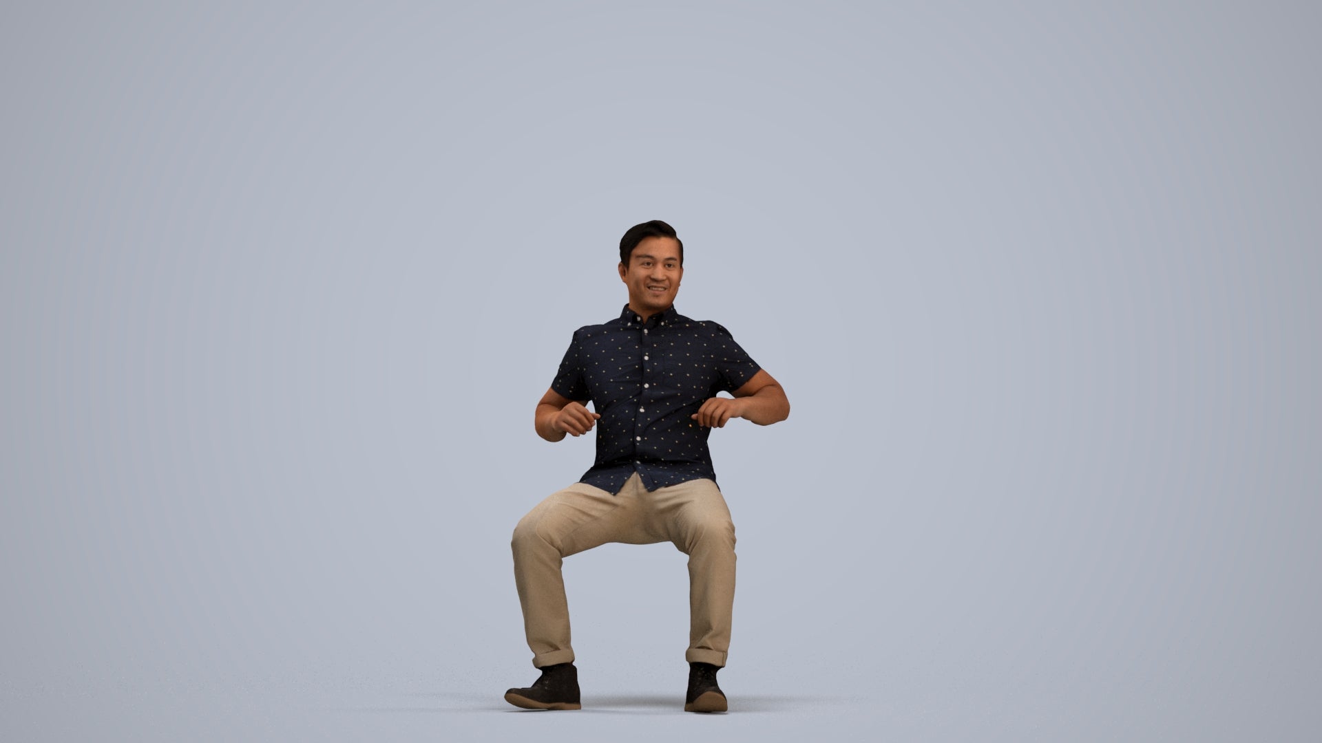 realistic 3D man casual sitting, scanned archviz people for Blender and 3ds Max, standing pose render
