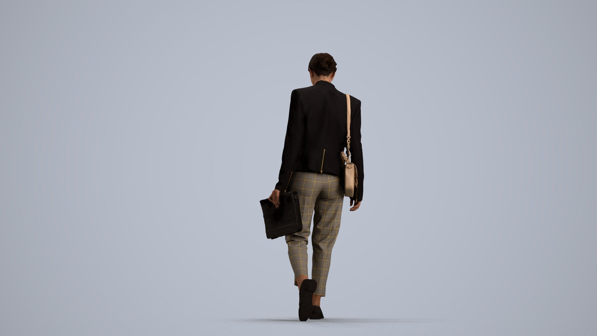 scanned 3D woman business walking, photogrammetry people for Enscape and V-Ray, front view render