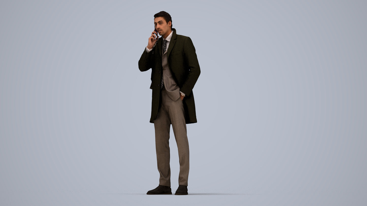 3D scanned man business, photorealistic archviz people for Enscape and SketchUp, top-down view render
