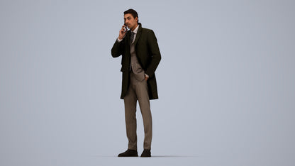 3D scanned man business, photorealistic archviz people for Enscape and SketchUp, top-down view render