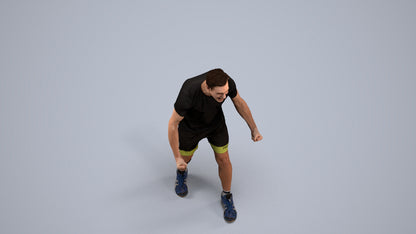 3D human model man sport, photogrammetry scanned person for archviz, back view render