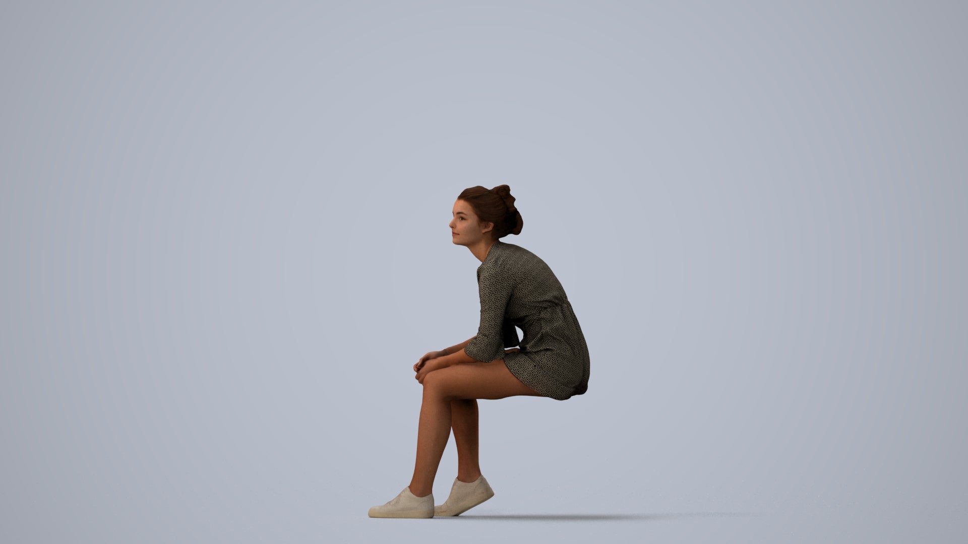 photogrammetry 3D girl casual kids, realistic human model archviz FBX, three-quarter view render