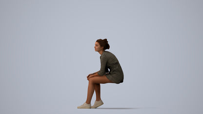 photogrammetry 3D girl casual kids, realistic human model archviz FBX, three-quarter view render