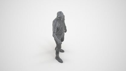3D scanned man door casual, photorealistic archviz people for Enscape and SketchUp, wireframe three-quarter view