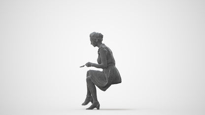 3D scanned woman sitting casual, photorealistic archviz people for Enscape and SketchUp, square thumbnail