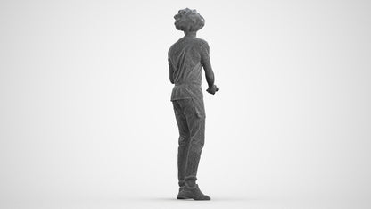 realistic 3D human man standing, archviz people FBX OBJ for Blender, wireframe front view