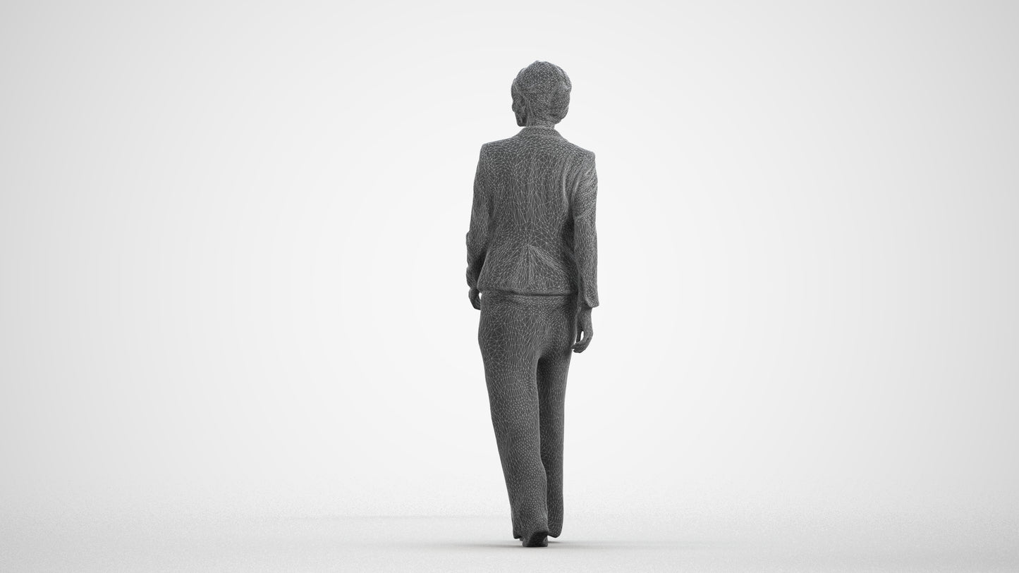 photogrammetry 3D woman business, realistic human model archviz FBX, wireframe front view