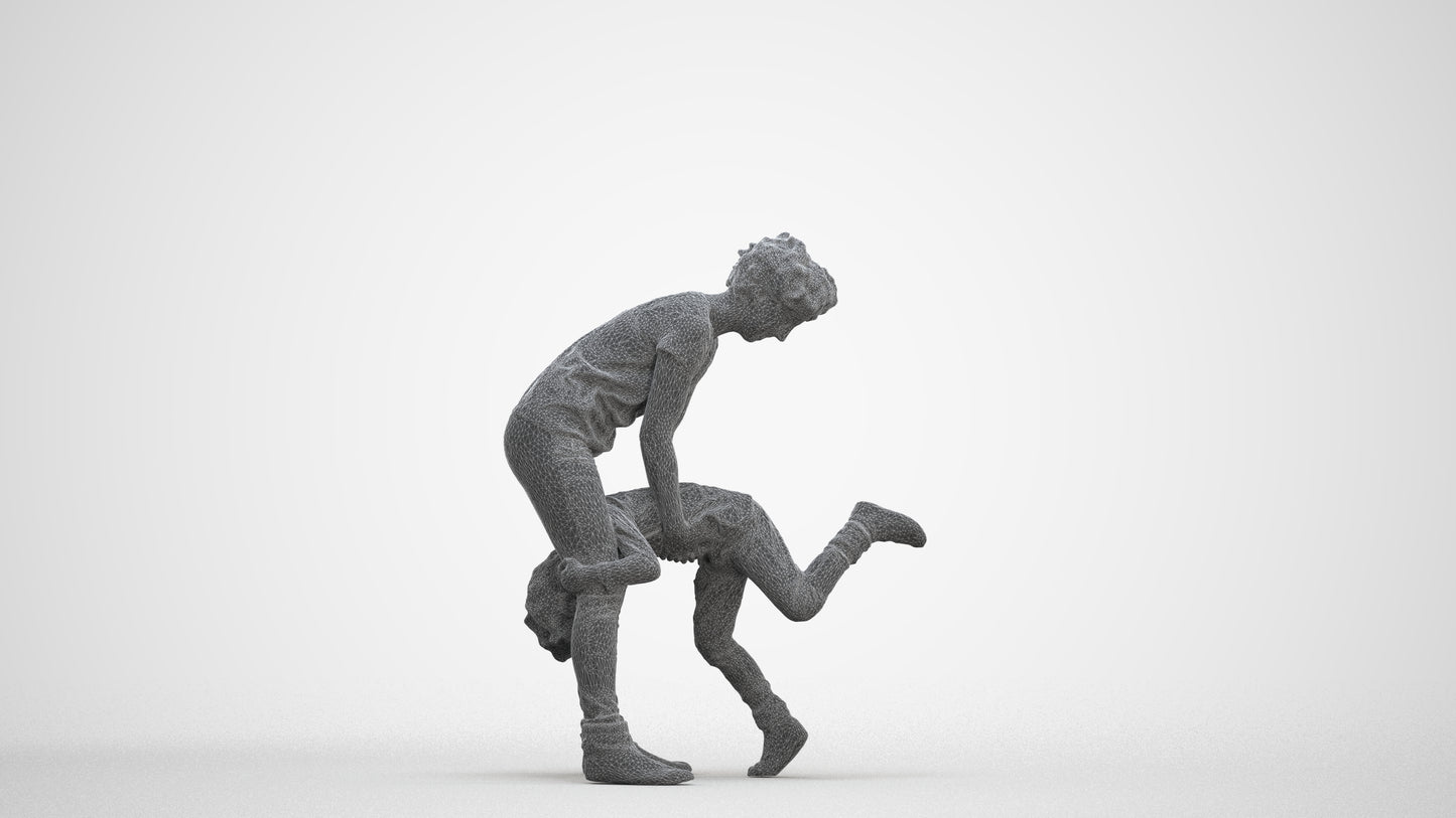 photogrammetry 3D girl kids, realistic human model archviz FBX, three-quarter front view render