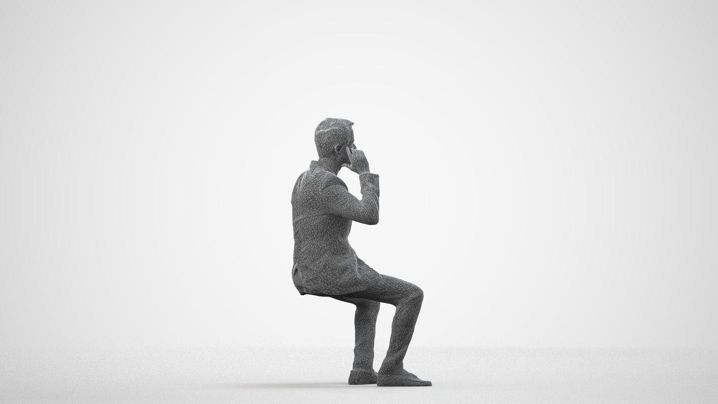 3D scanned man formalaffairs formal, photorealistic archviz people for Enscape and SketchUp, wireframe side view