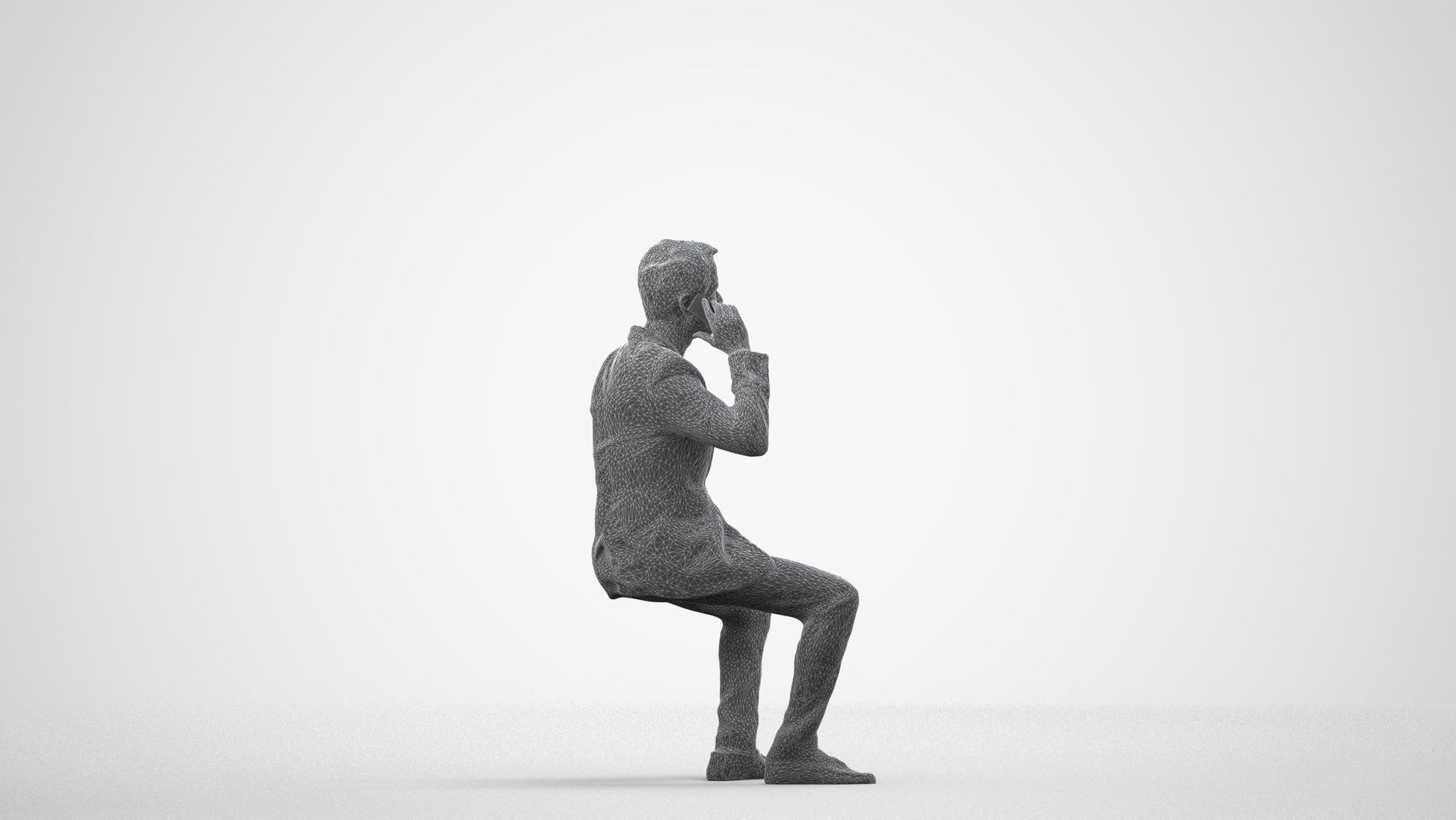 3D scanned man formalaffairs formal, photorealistic archviz people for Enscape and SketchUp, wireframe side view