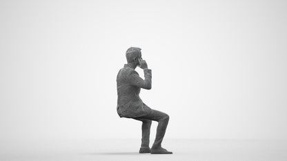 3D scanned man formalaffairs formal, photorealistic archviz people for Enscape and SketchUp, wireframe side view