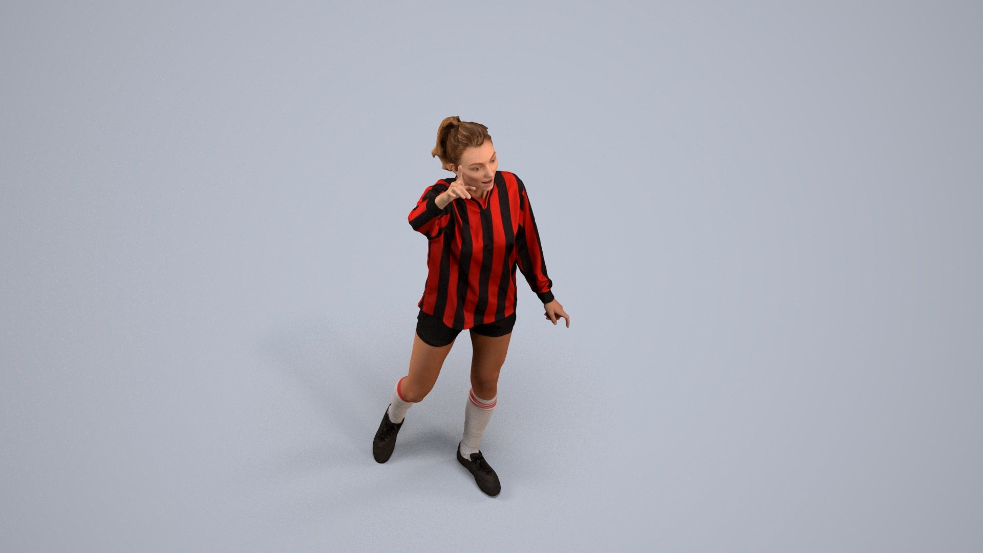 realistic 3D human woman sport, archviz people FBX OBJ for Blender, back view render