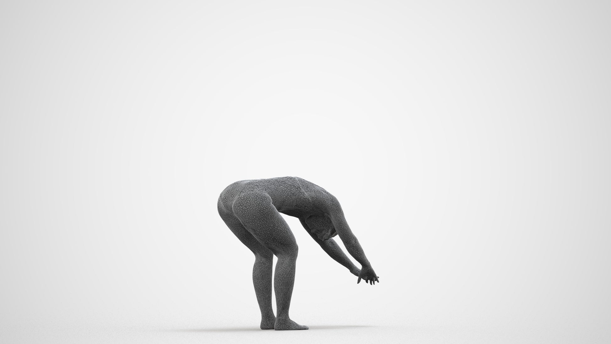 3D human model woman sport pool, photogrammetry scanned person for archviz, wireframe side view