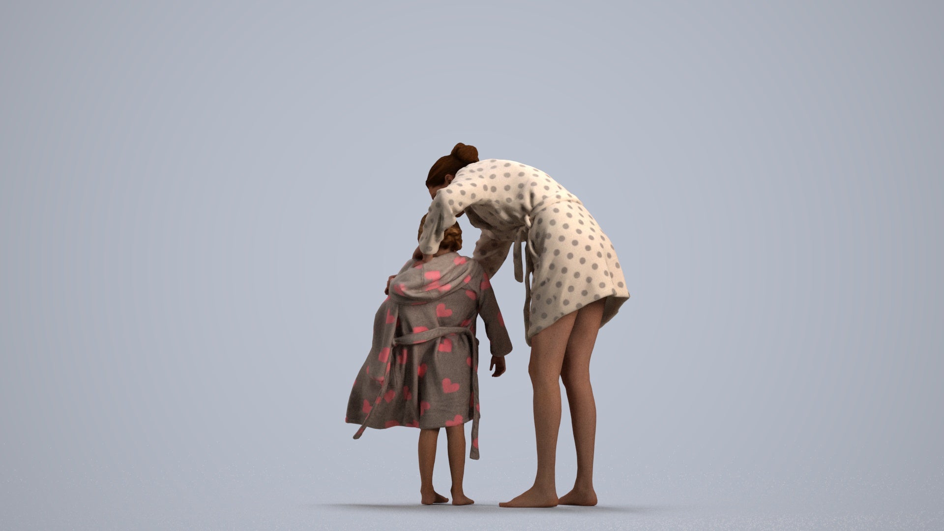 3D people model girl kids, scanned human for 3ds Max rendering, front view render