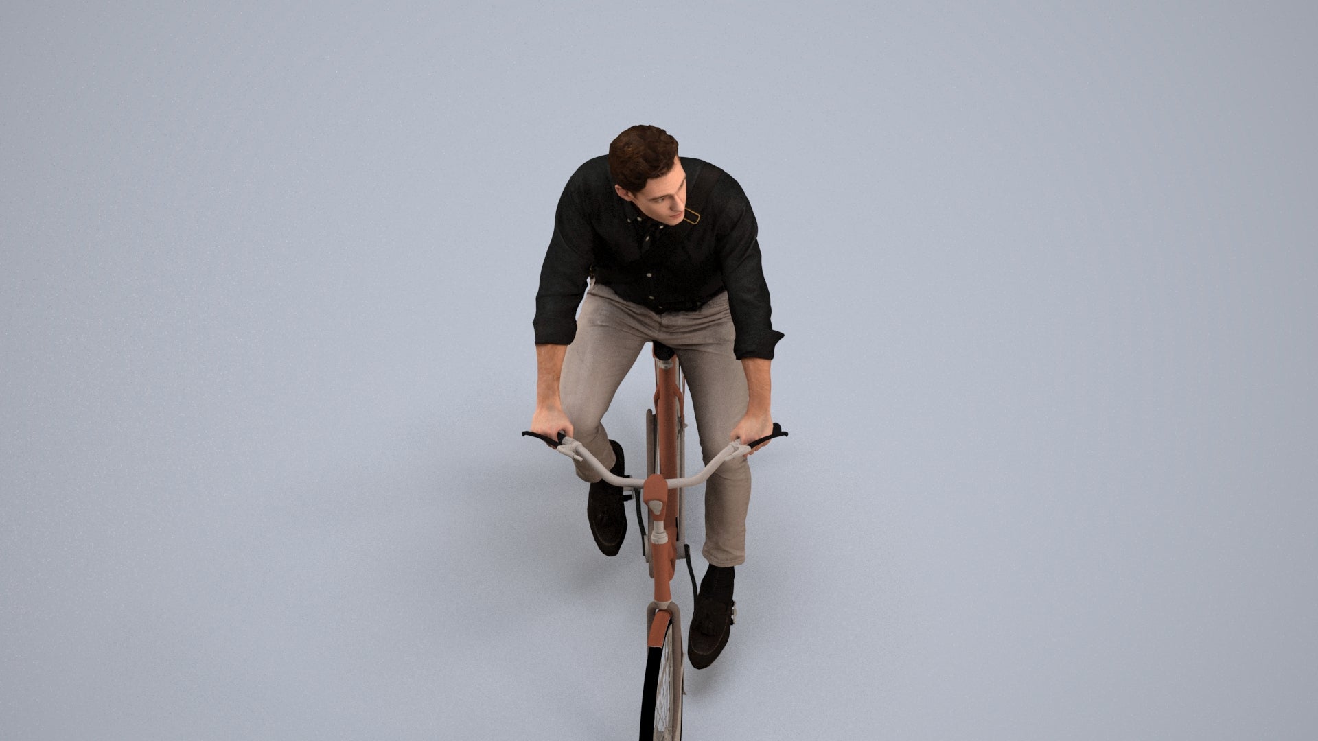 3D people model man casual cycling, scanned human for 3ds Max rendering, back view render