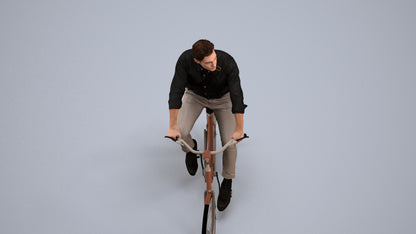 3D people model man casual cycling, scanned human for 3ds Max rendering, back view render