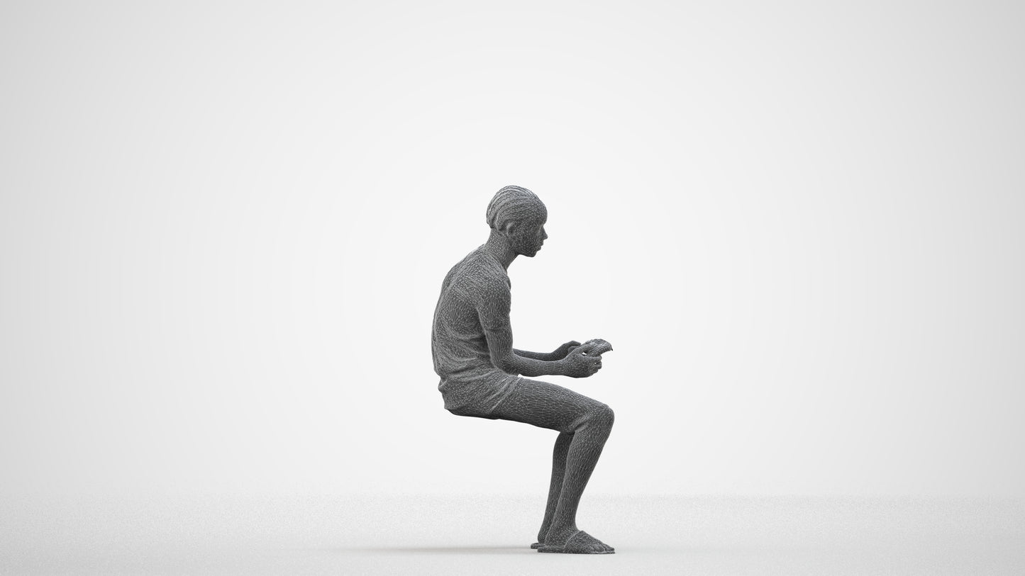 photogrammetry 3D boy casual kids, realistic human model archviz FBX, wireframe side view