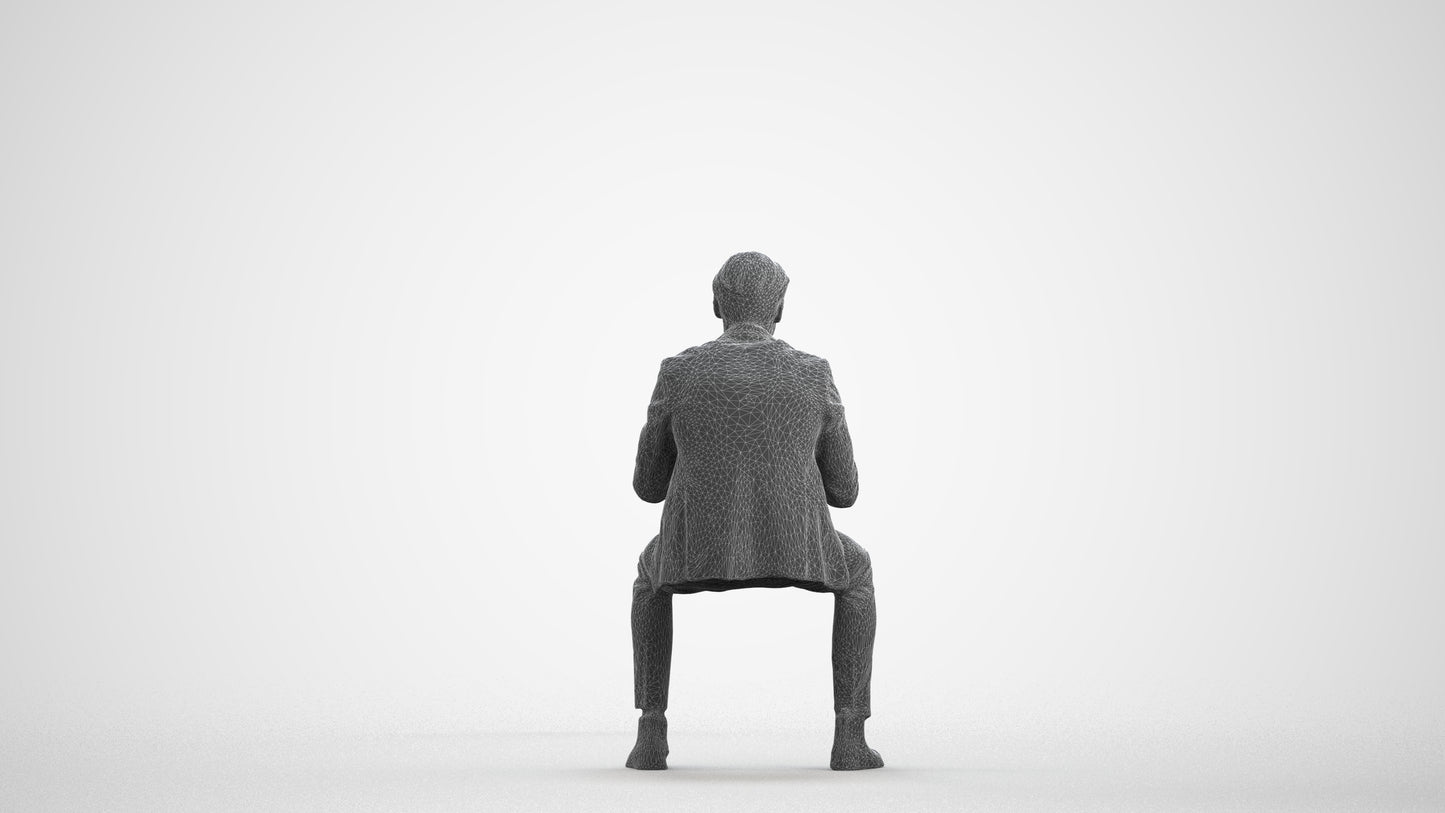 scanned 3D man business, photogrammetry people for Enscape and V-Ray, wireframe front view