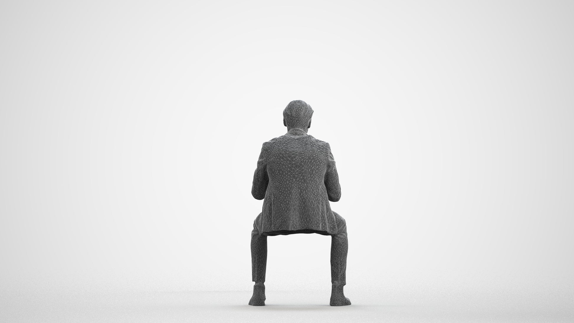 scanned 3D man business, photogrammetry people for Enscape and V-Ray, wireframe front view