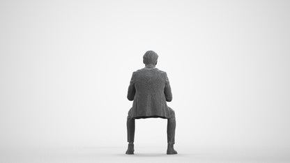 scanned 3D man business, photogrammetry people for Enscape and V-Ray, wireframe front view