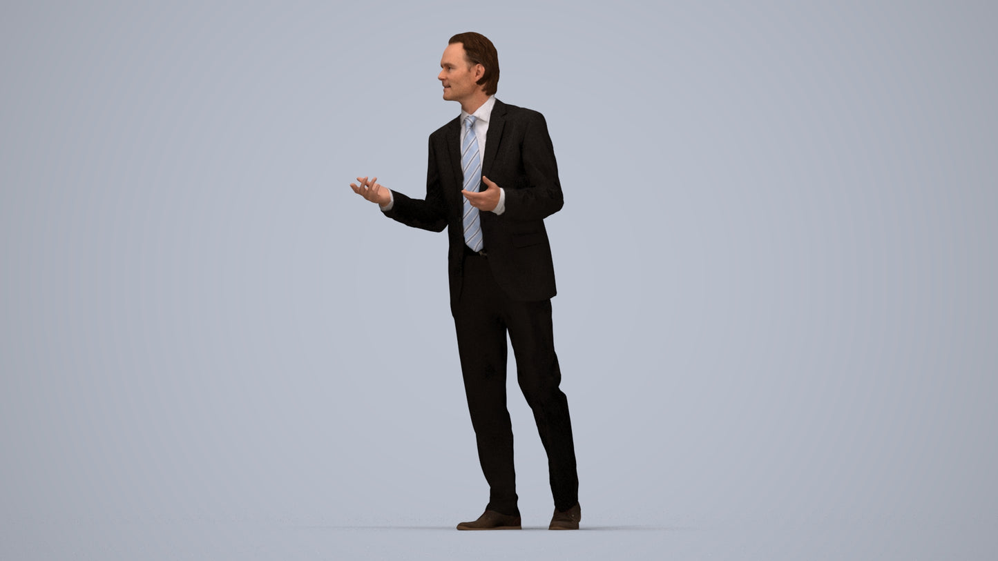 realistic 3D people man business, render-ready for V-Ray and Corona, FBX OBJ, top-down view render