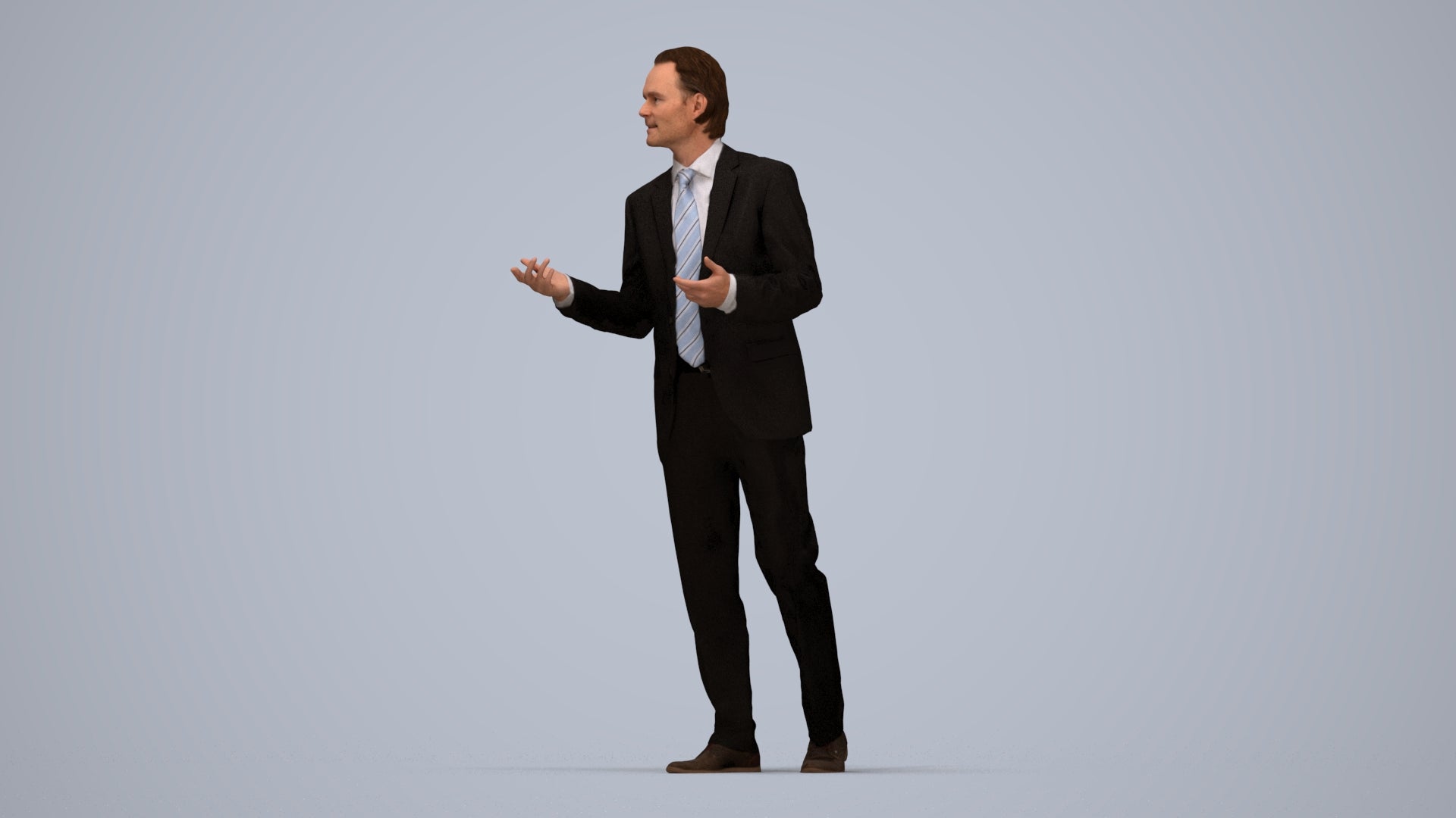realistic 3D people man business, render-ready for V-Ray and Corona, FBX OBJ, top-down view render