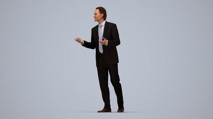 realistic 3D people man business, render-ready for V-Ray and Corona, FBX OBJ, top-down view render