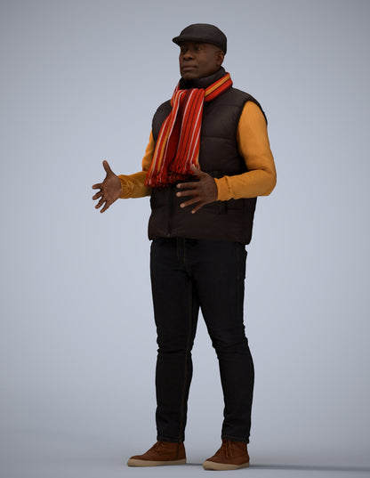 realistic 3D man casual standing, scanned archviz people for Blender and 3ds Max