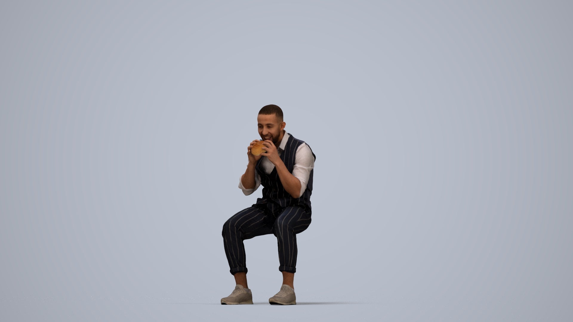 realistic 3D people man business sitting, render-ready for V-Ray and Corona, FBX OBJ, top-down view render