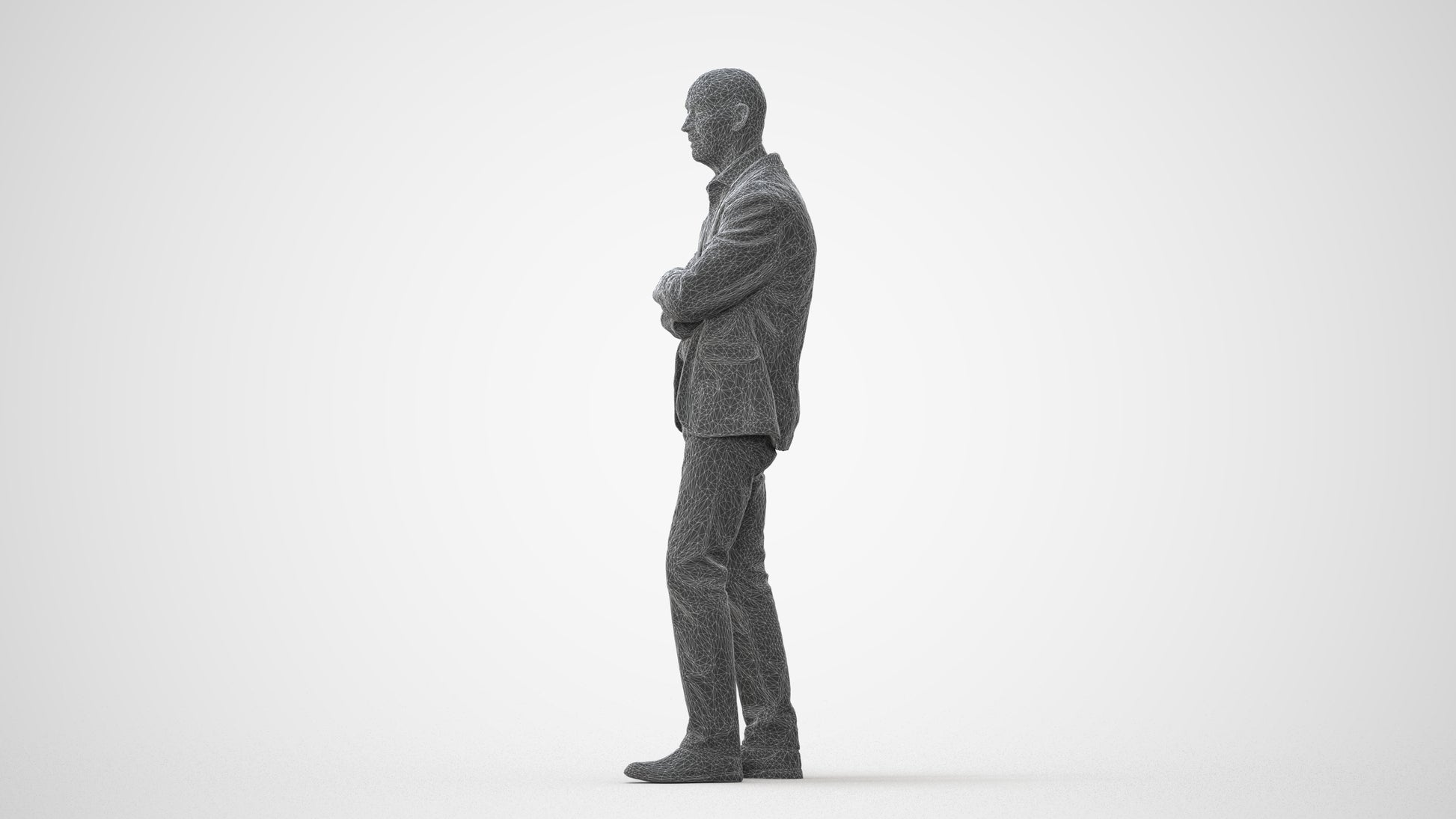 3D human model senior man business, photogrammetry scanned person for archviz, square thumbnail