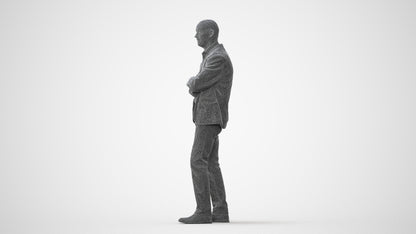 3D human model senior man business, photogrammetry scanned person for archviz, square thumbnail