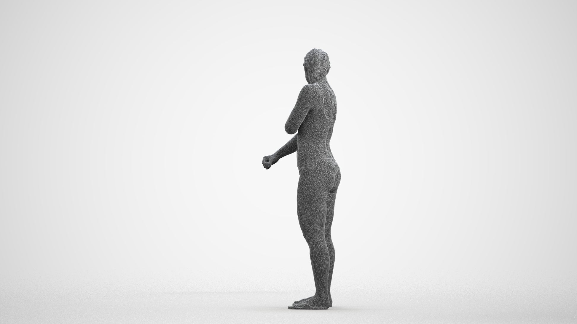 scanned 3D woman pool, photogrammetry people for Enscape and V-Ray, wireframe front view